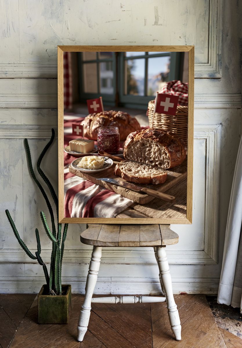 Swiss Bread Still Life Poster. room preview
