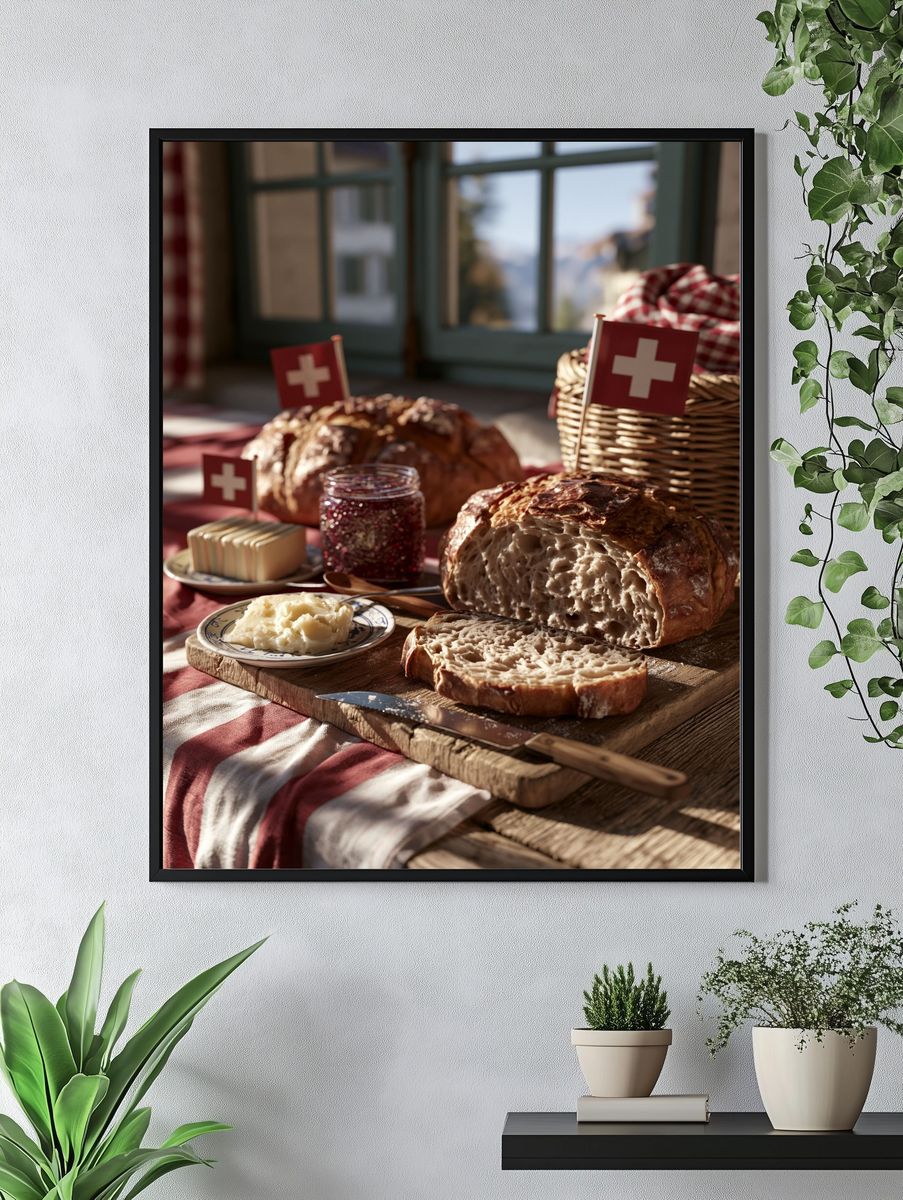 Swiss Bread Still Life Poster. — room view 4