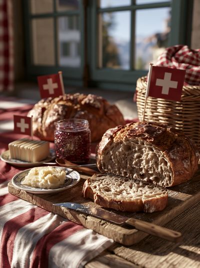 Swiss Bread Still Life Poster.