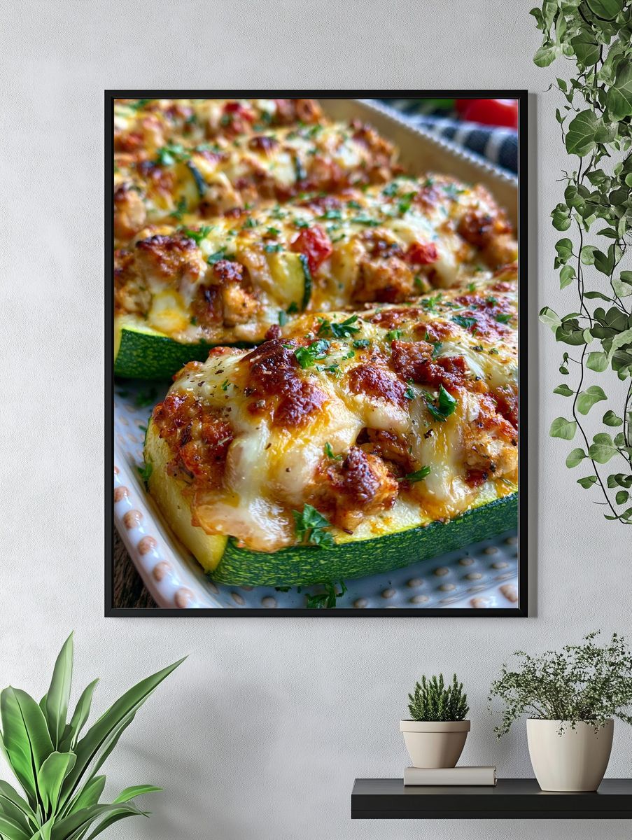 Stuffed Zucchini Bake Food Poster. — room view 4