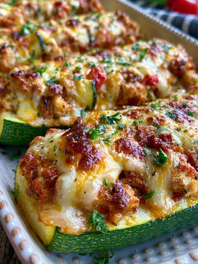 Stuffed Zucchini Bake Food Poster.