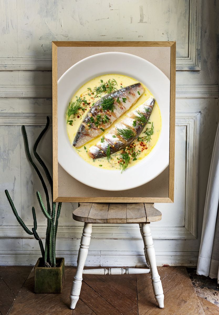 Gourmet Fish Plate Photography Poster. — room view 1