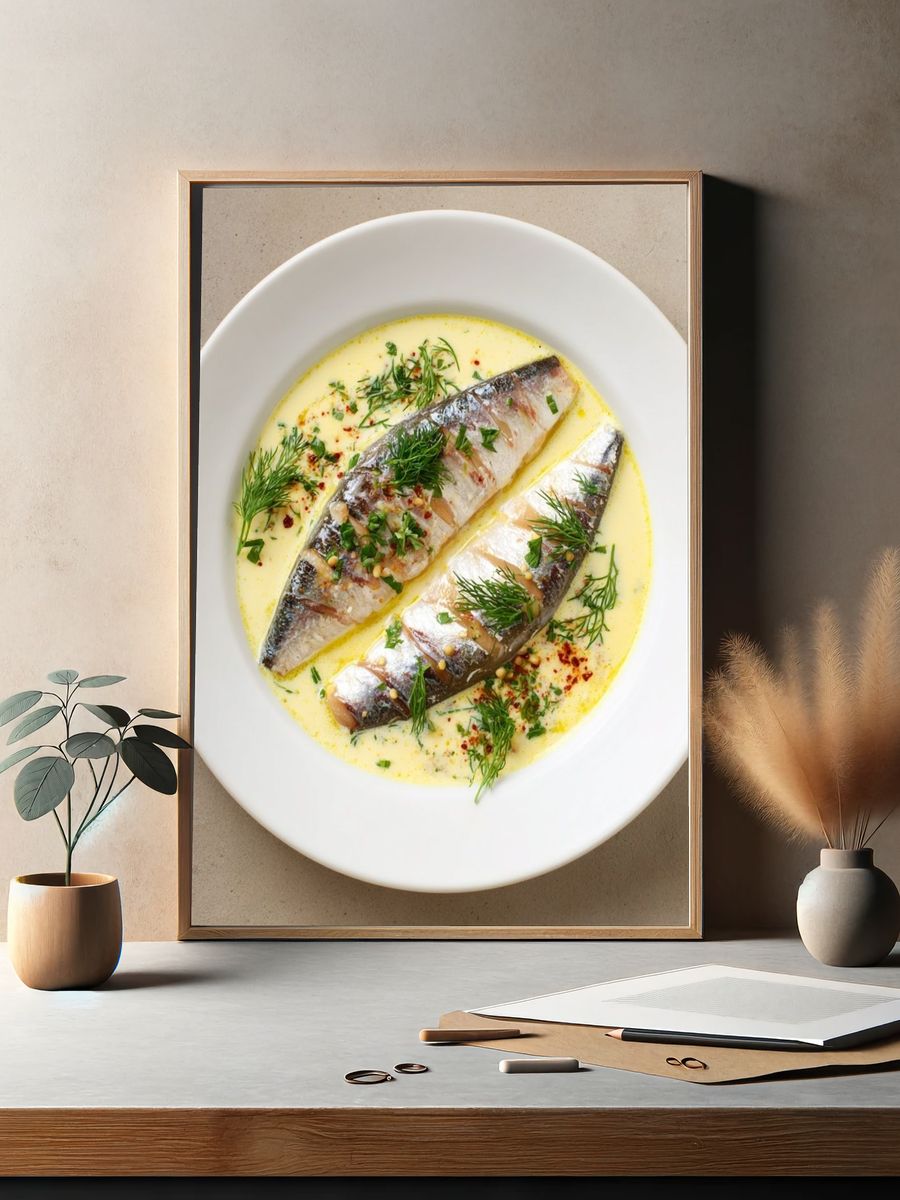 Gourmet Fish Plate Photography Poster. — room view 2