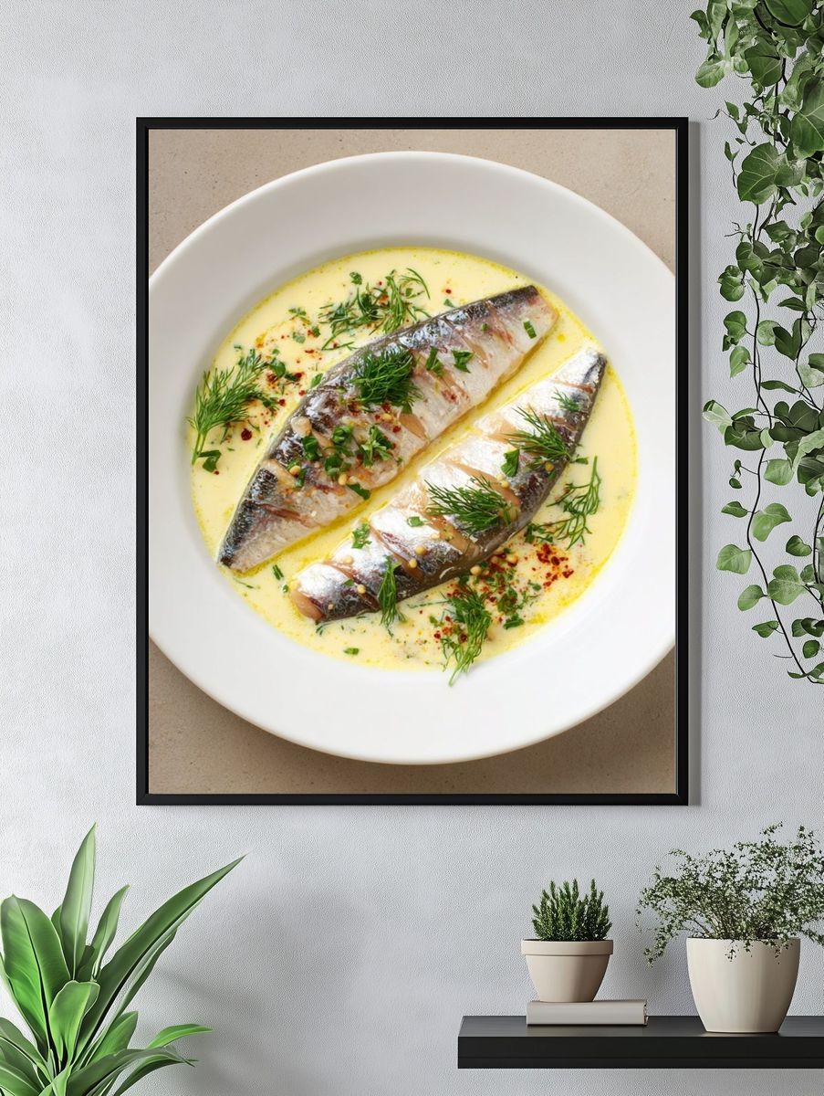 Gourmet Fish Plate Photography Poster. — room view 4