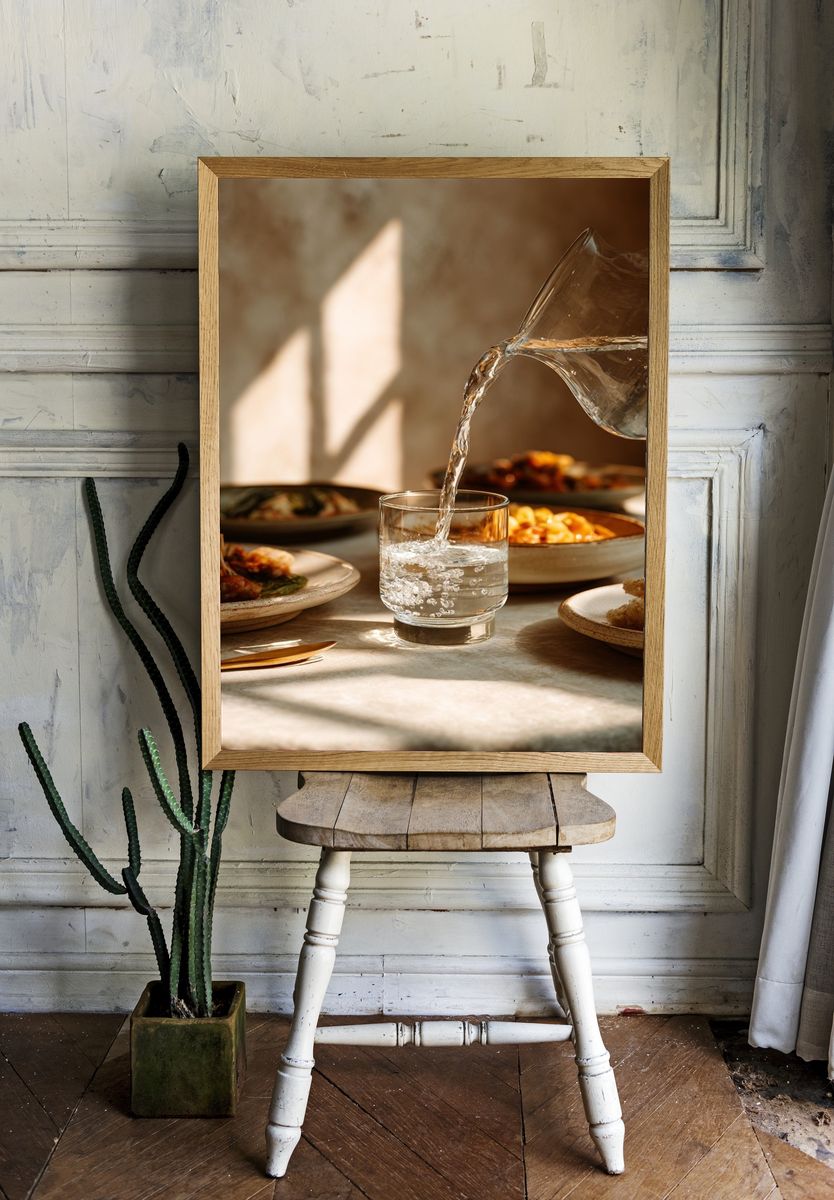 Sunlit Table Water Pour Poster room preview