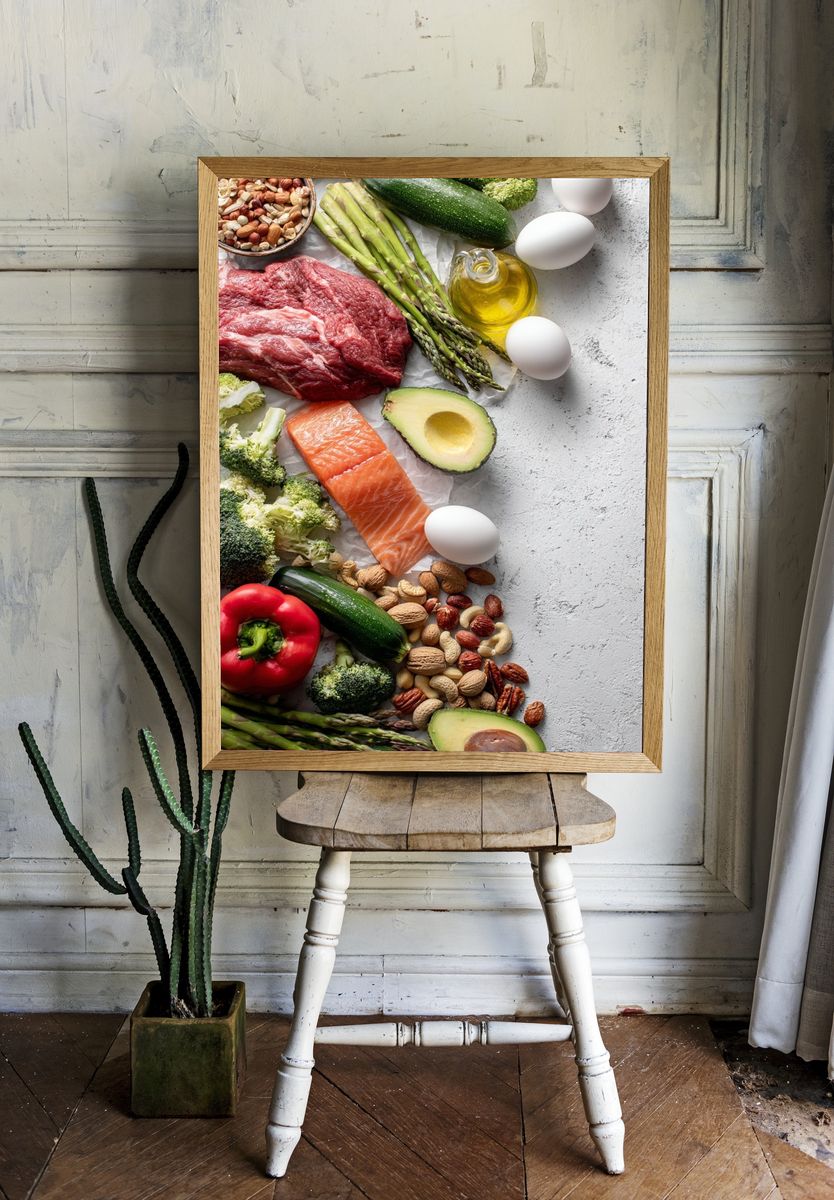 Keto Food Flat Lay Poster. — room view 1