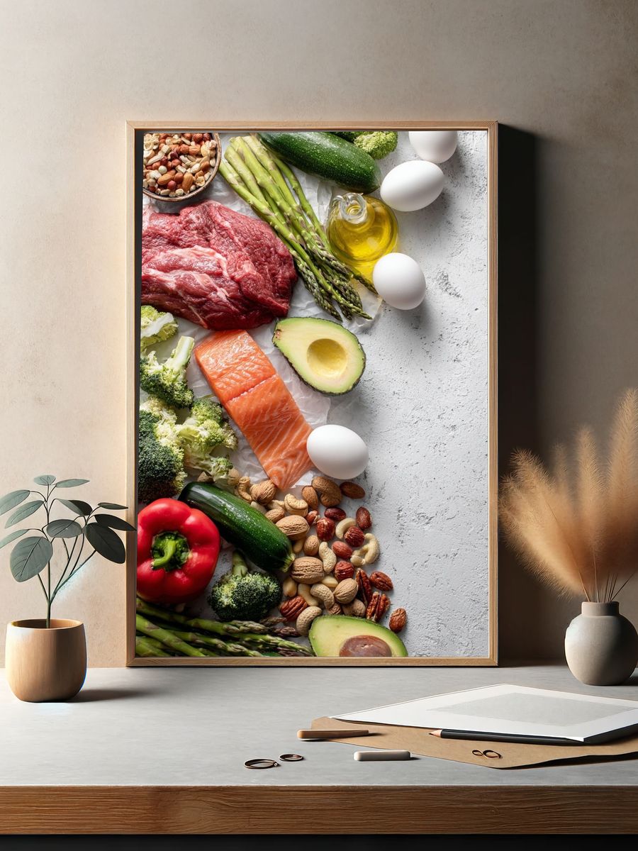 Keto Food Flat Lay Poster. — room view 2