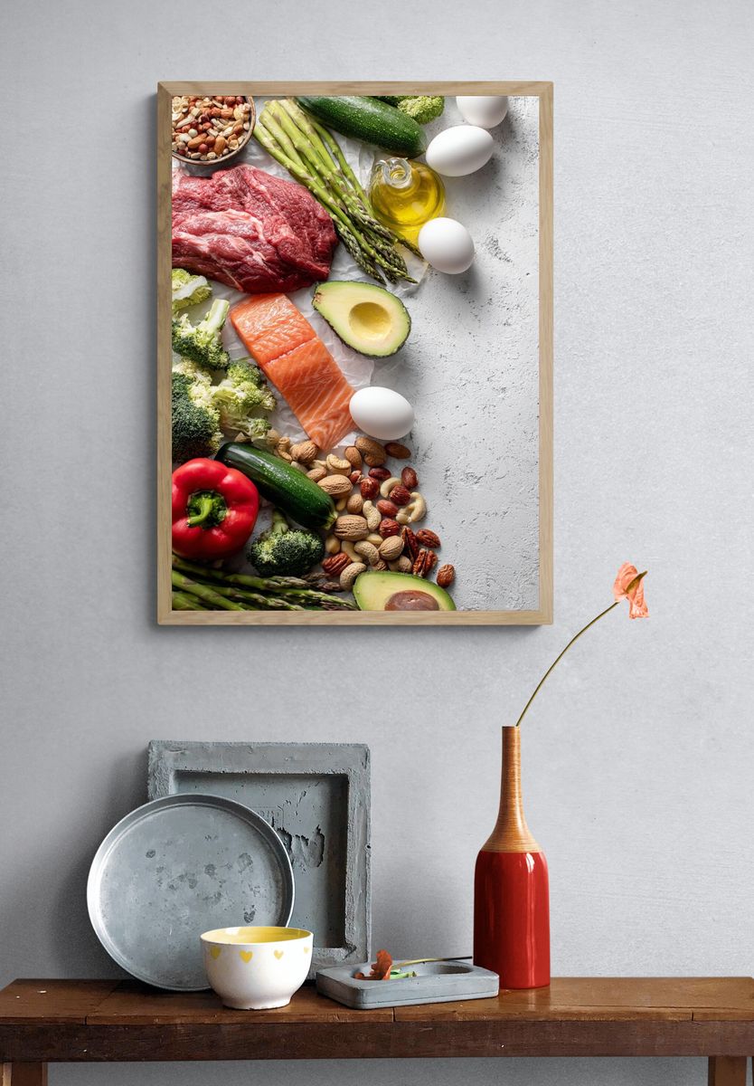 Keto Food Flat Lay Poster. — room view 3