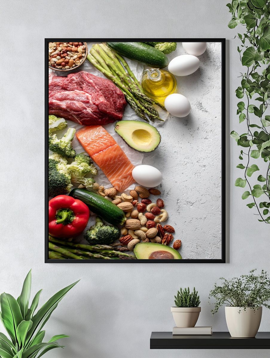 Keto Food Flat Lay Poster. — room view 4