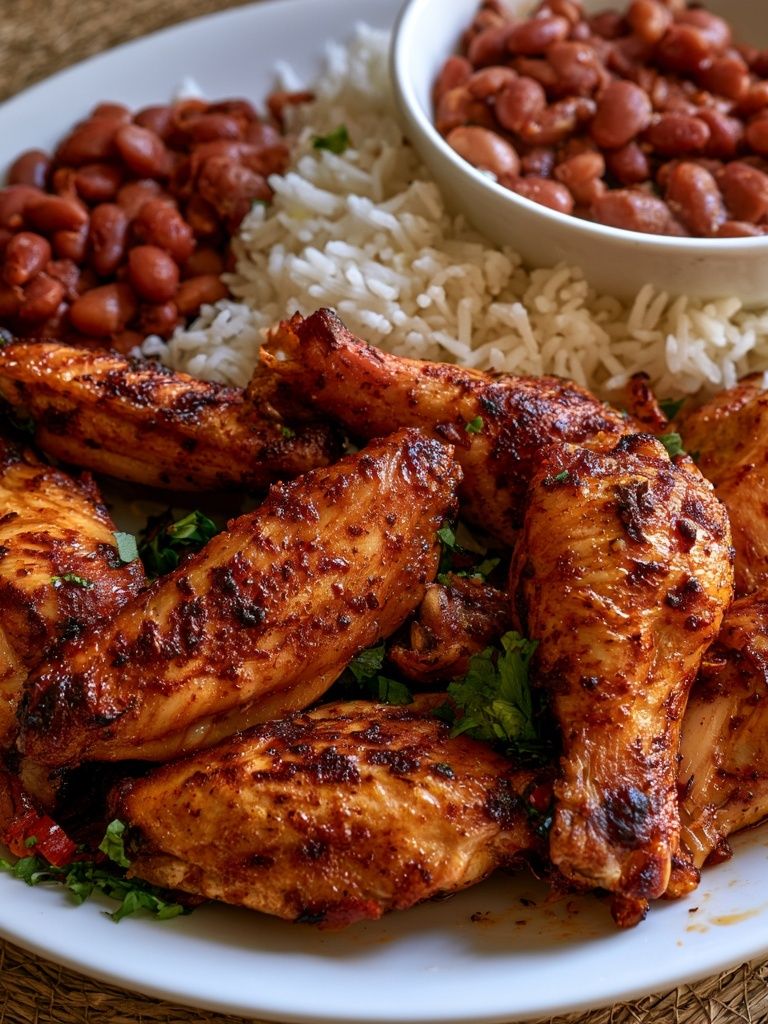 Grilled Chicken and Rice Food-Drink Poster. poster detail