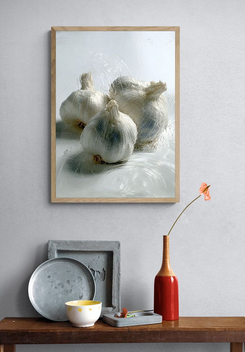 Garlic Still Life Photography Poster. — room view 3