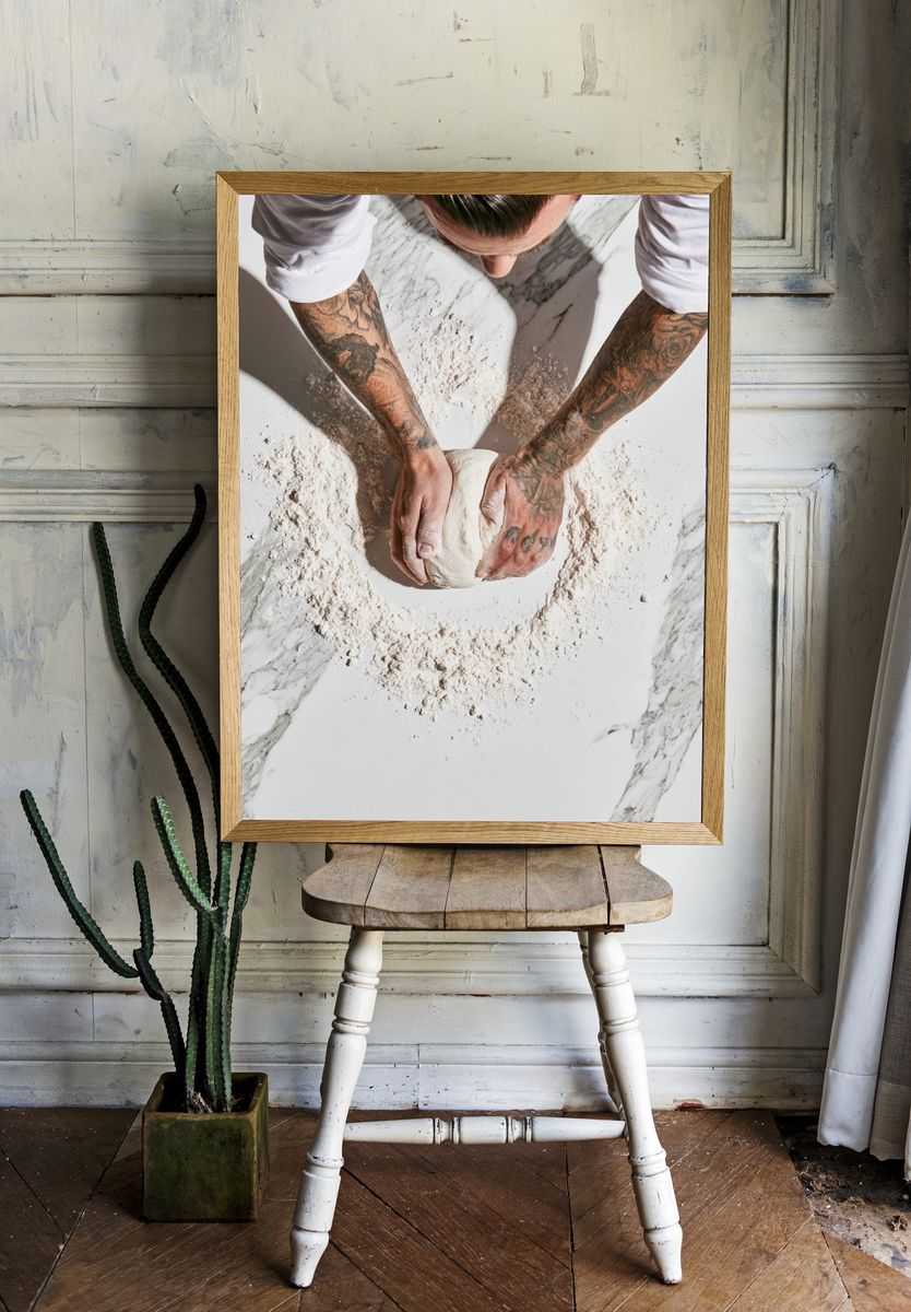 Artisan Bread Kneading Photography Poster. room preview