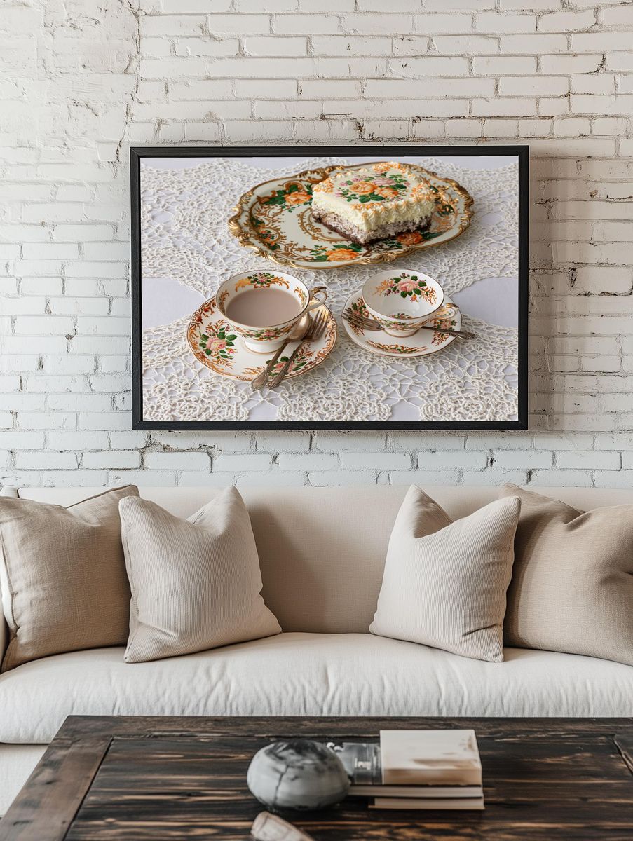 Vintage Tea Service Still Life Print. — room view 1