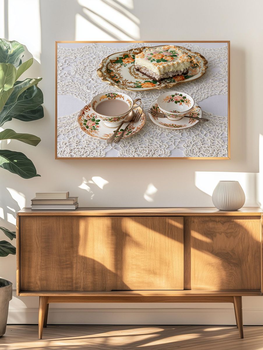 Vintage Tea Service Still Life Print. — room view 3