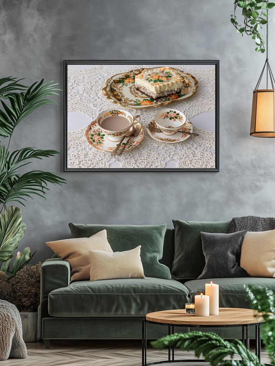 Vintage Tea Service Still Life Print. — room view 4