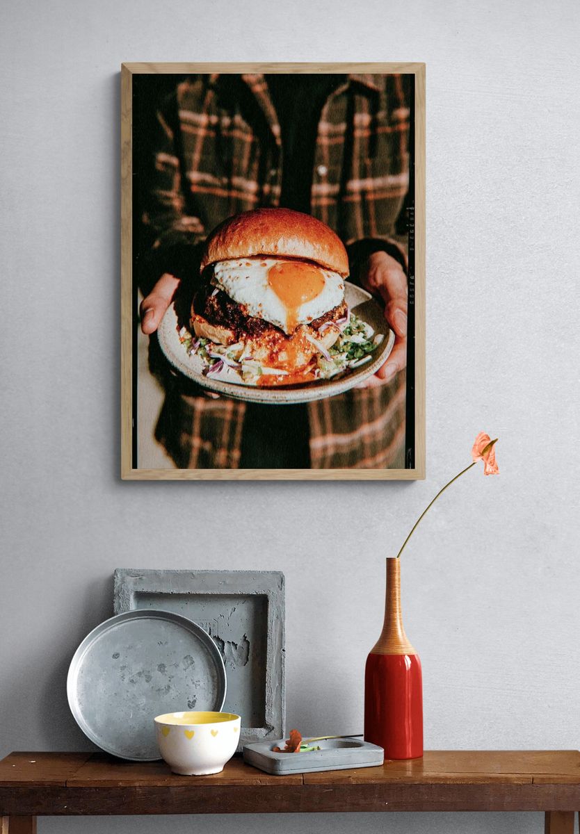 Gourmet Burger Food Photography Poster. — room view 3