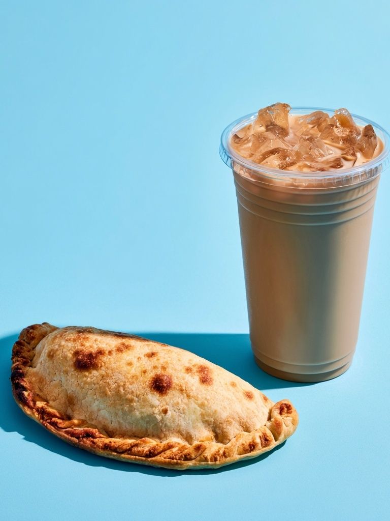 Iced Coffee and Empanada Poster. poster detail
