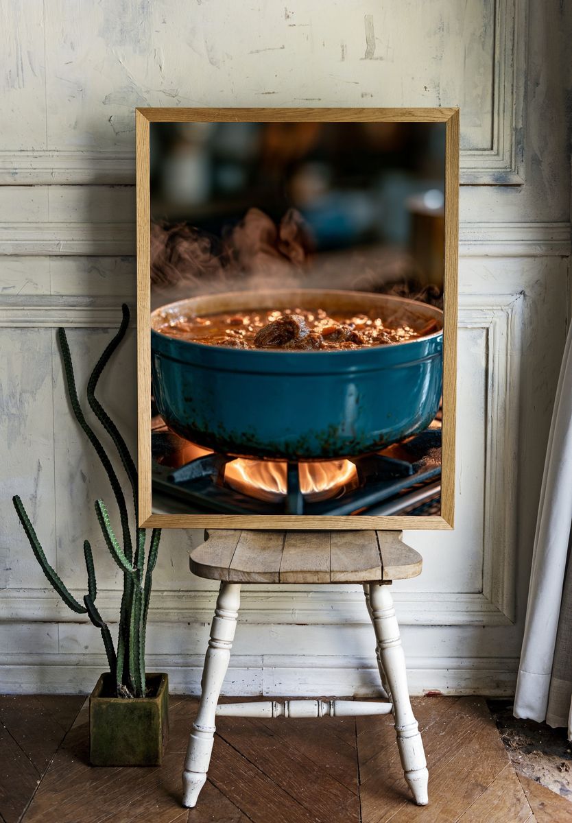 Steaming Dutch Oven Kitchen Photography Poster. room preview