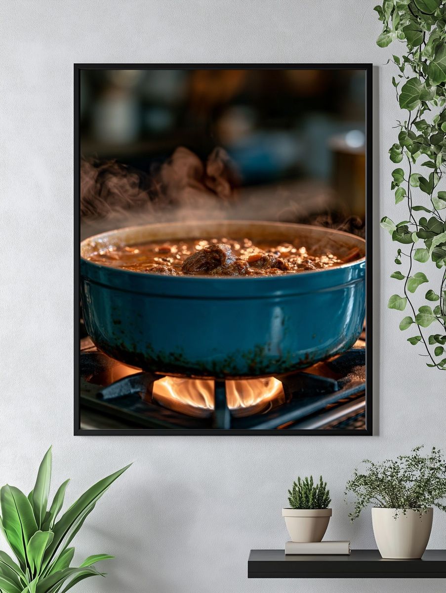 Steaming Dutch Oven Kitchen Photography Poster. — room view 4