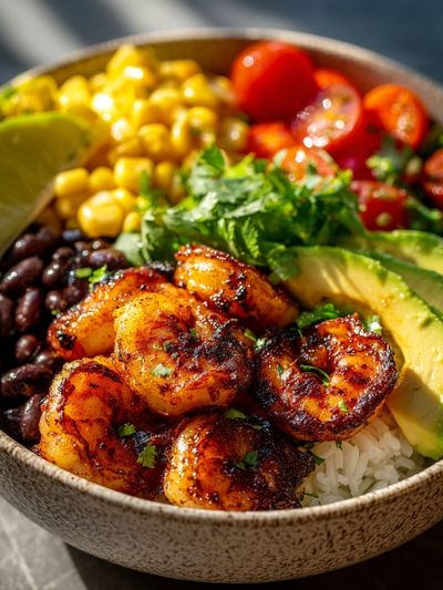 Shrimp Rice Bowl Food Photography Poster
