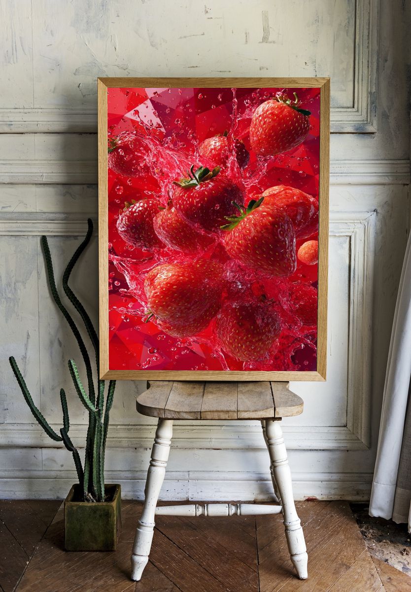 Strawberries Splash — Food Print. room preview