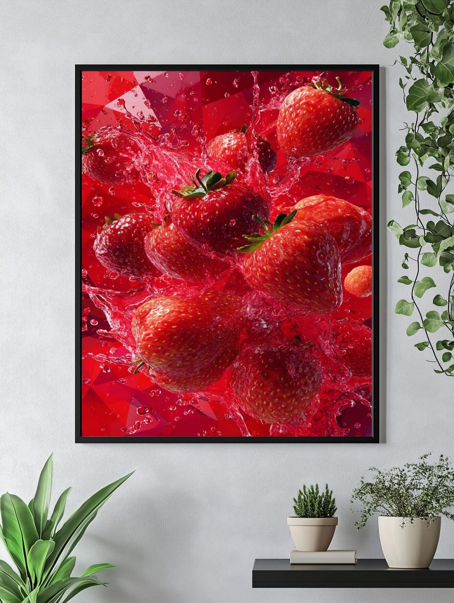 Strawberries Splash — Food Print. — room view 4
