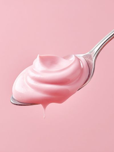 Pink Cream on Spoon — Food Photography Print. poster