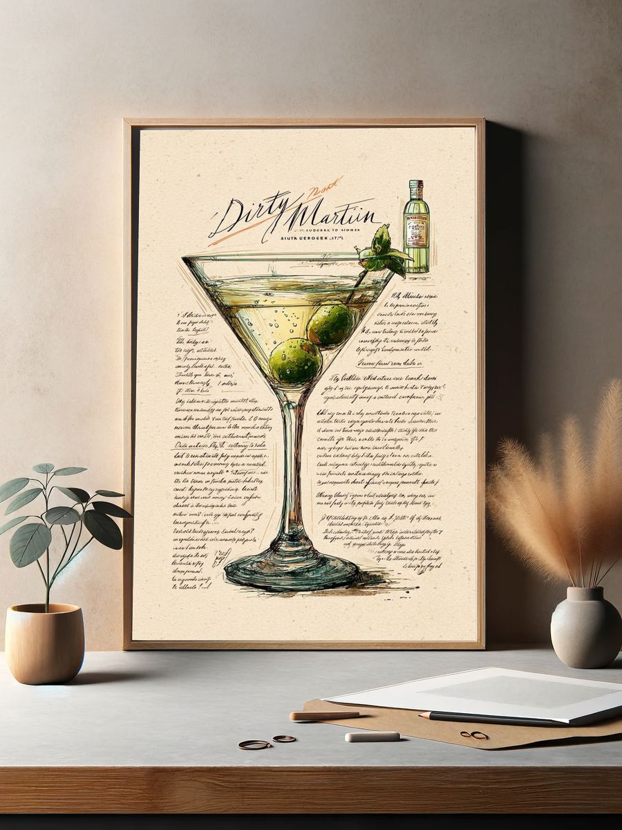 Dirty Martini Recipe Poster. — room view 2