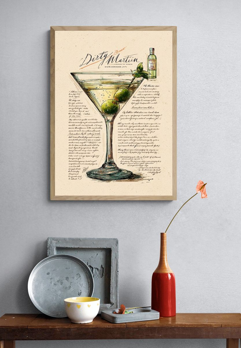 Dirty Martini Recipe Poster. — room view 3