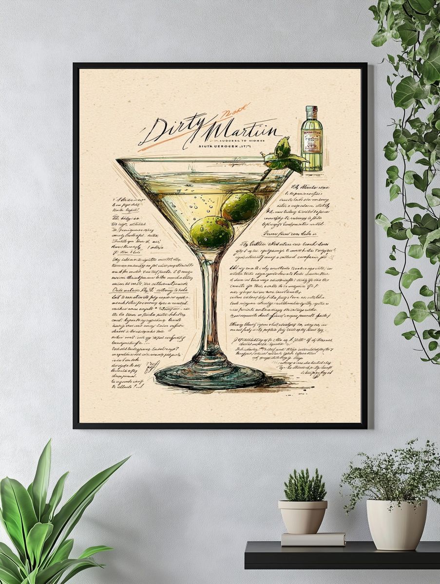 Dirty Martini Recipe Poster. — room view 4