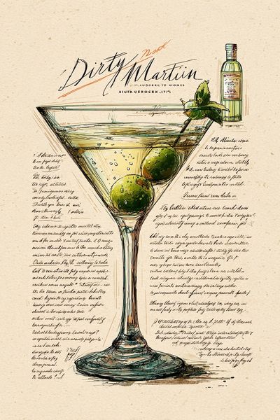 Dirty Martini Recipe Poster. poster
