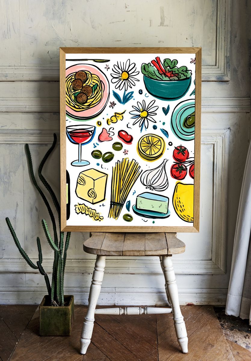 Italian Cuisine — Food Art Print. — room view 1