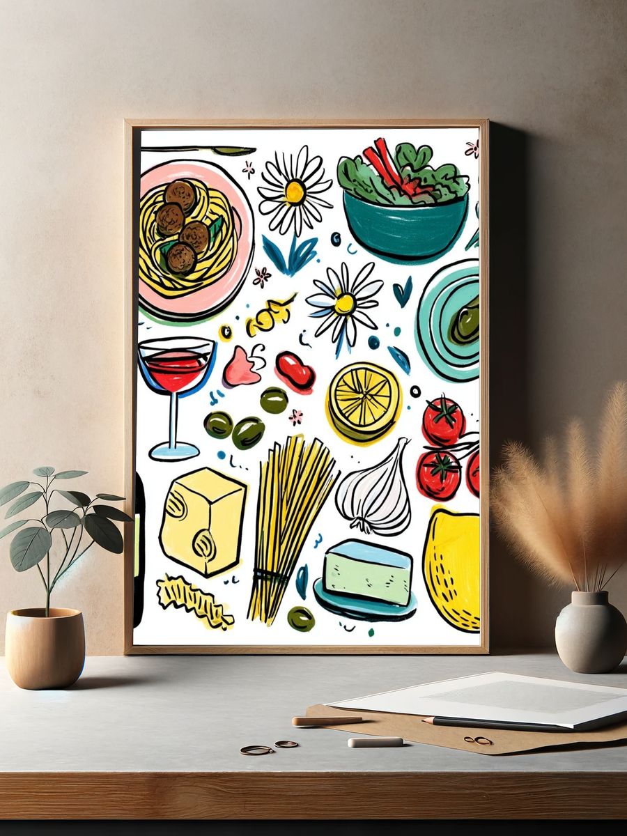 Italian Cuisine — Food Art Print. — room view 2