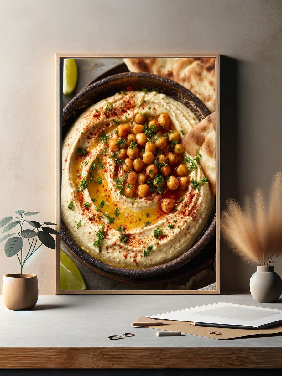 Delicious Hummus and Pita — Food Print. — room view 2