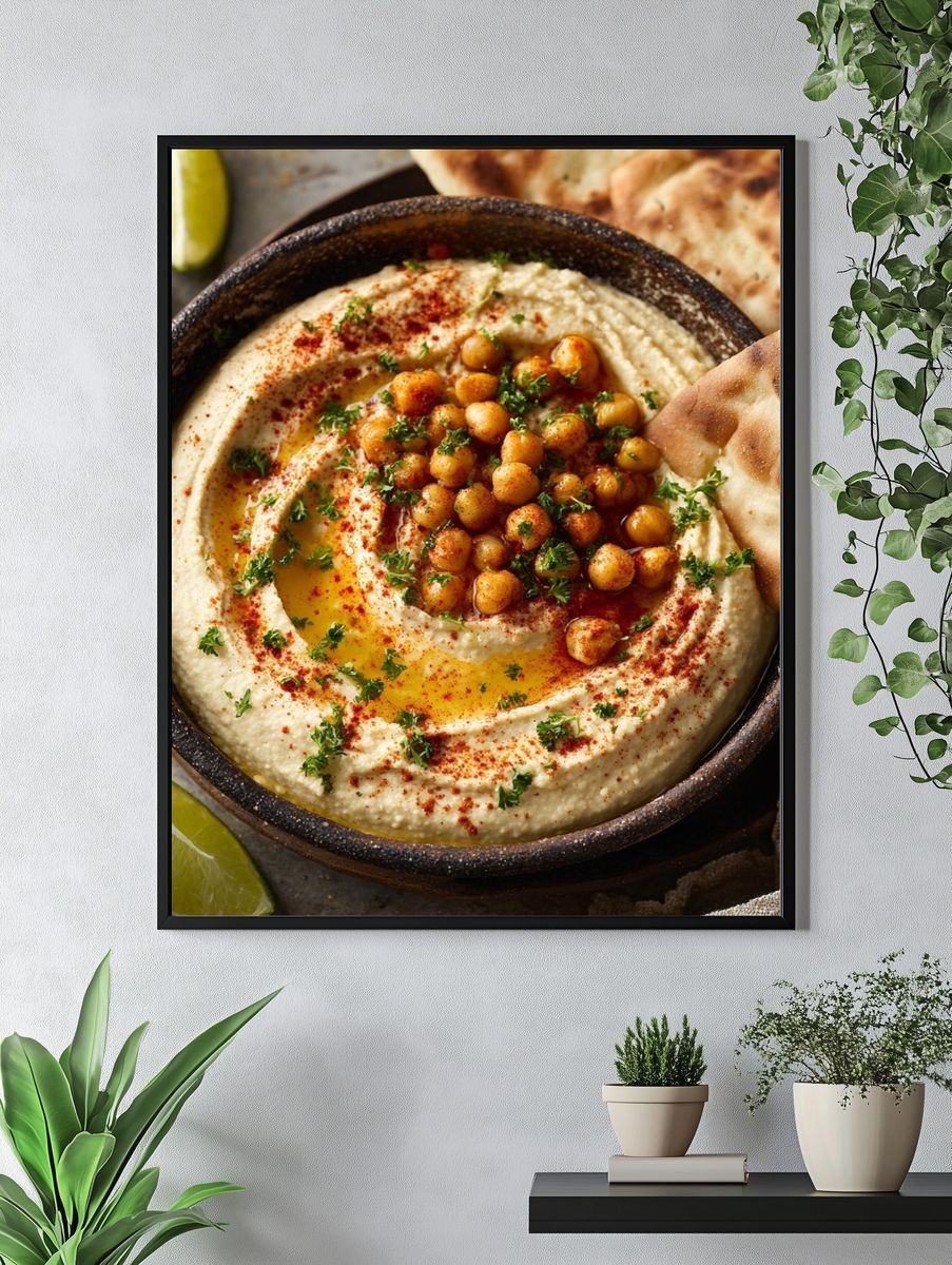 Delicious Hummus and Pita — Food Print. — room view 4