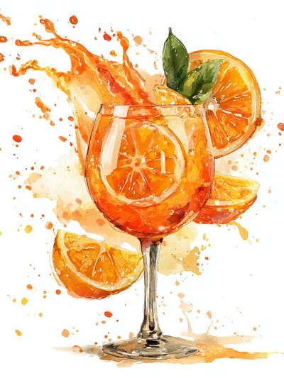 Refreshing Orange Cocktail — Watercolor Print.
