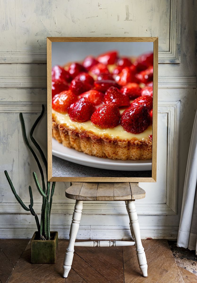 Strawberry Tart Food Photography Poster. — room view 1