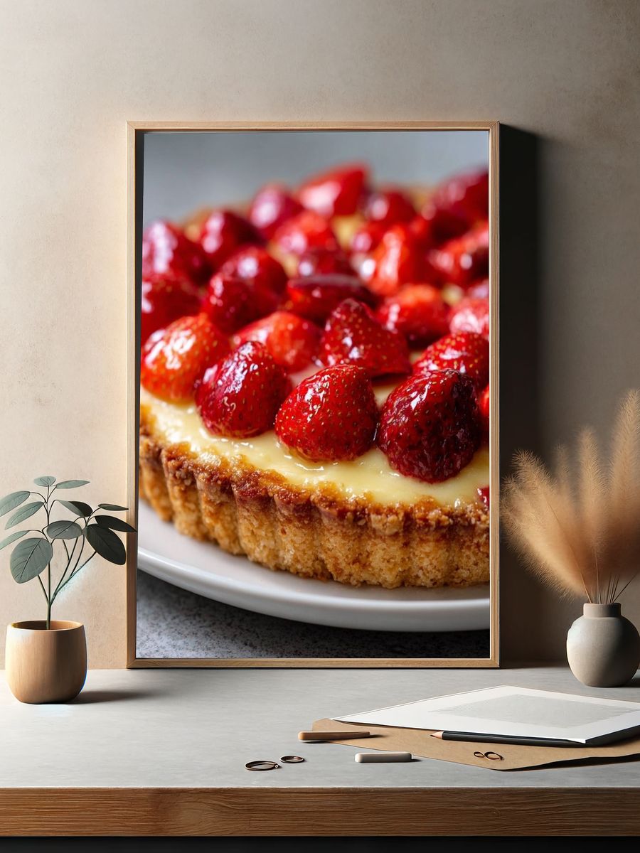 Strawberry Tart Food Photography Poster. — room view 2