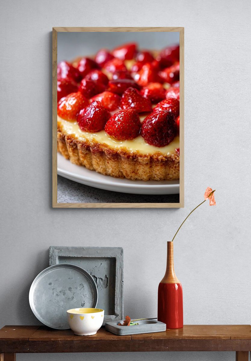 Strawberry Tart Food Photography Poster. — room view 3