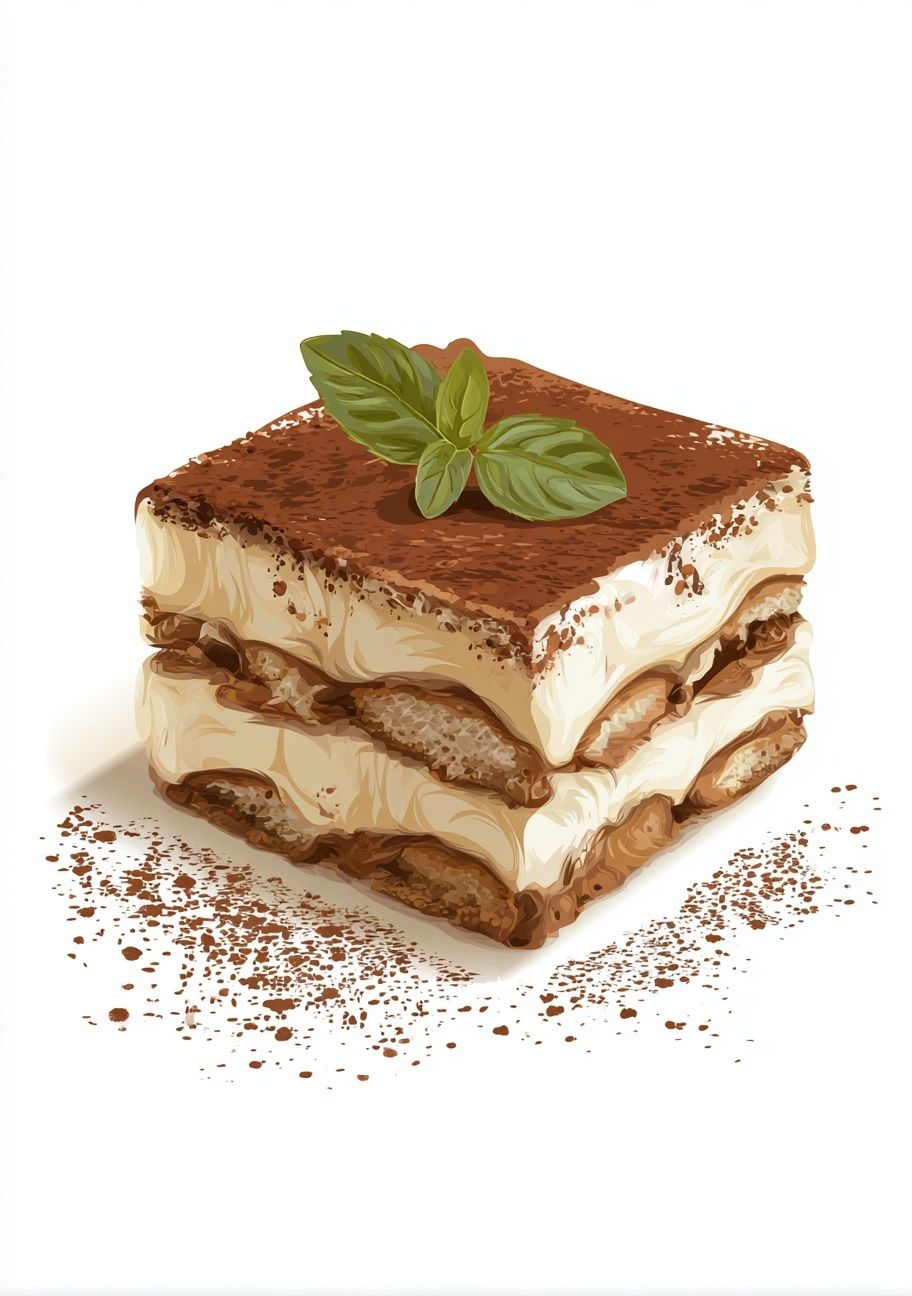 Tiramisu Dessert Illustration Poster. poster detail