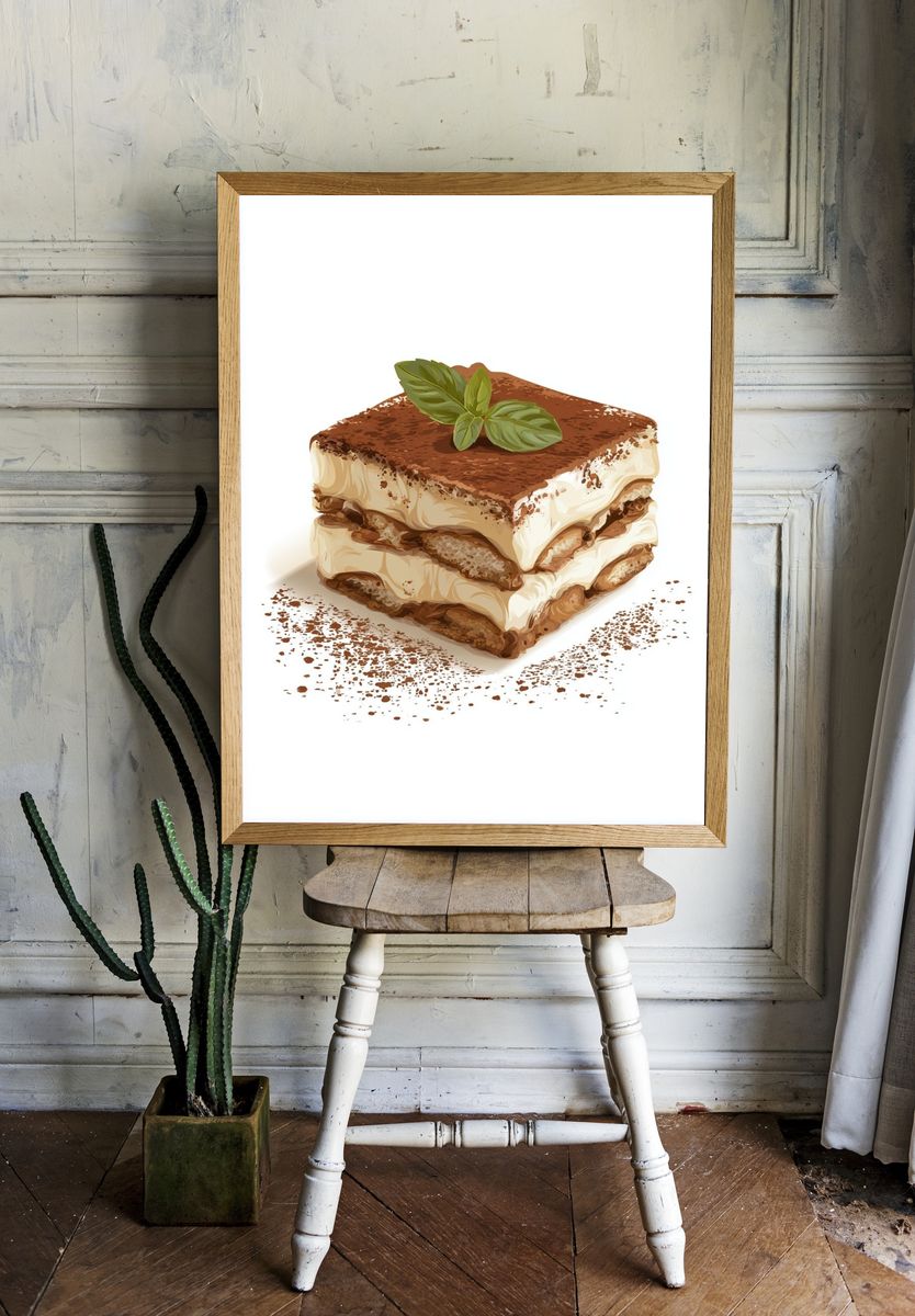 Tiramisu Dessert Illustration Poster room preview