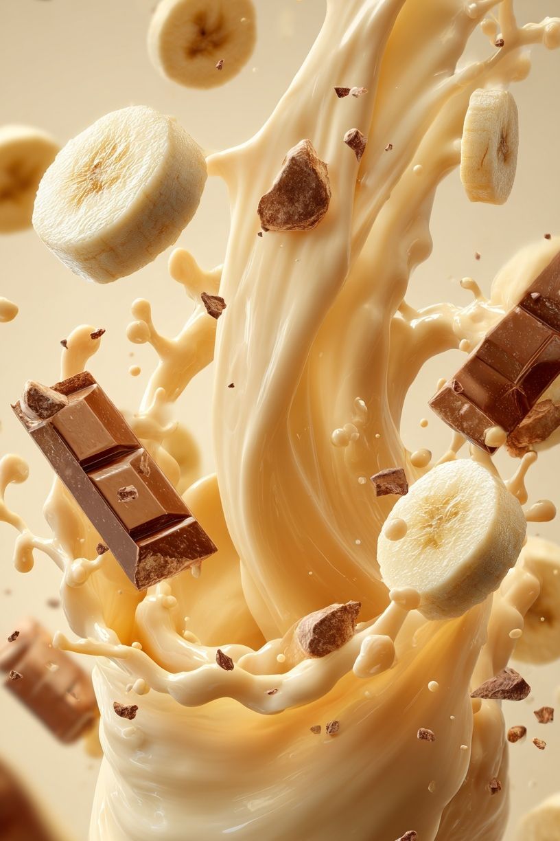 Banana and Chocolate Splash Poster. poster — food-drink art