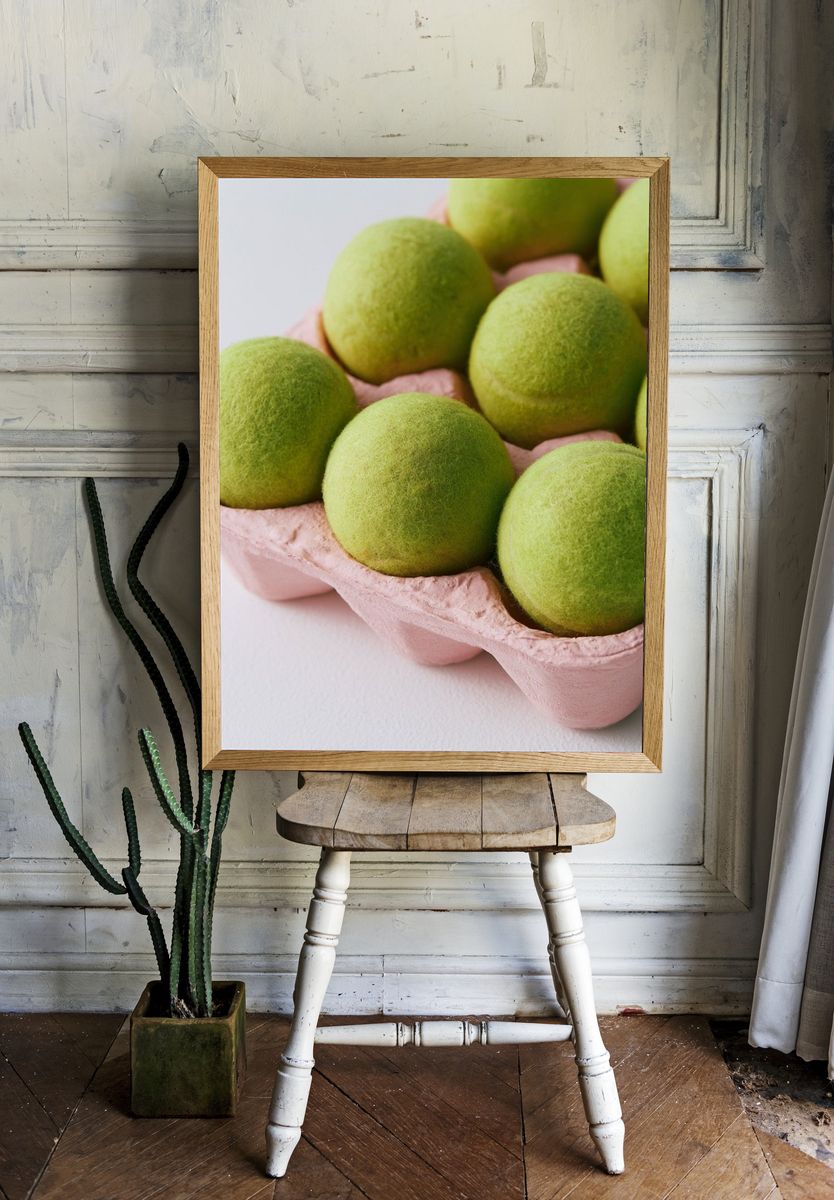 Green Felt Eggs Still Life Poster. room preview