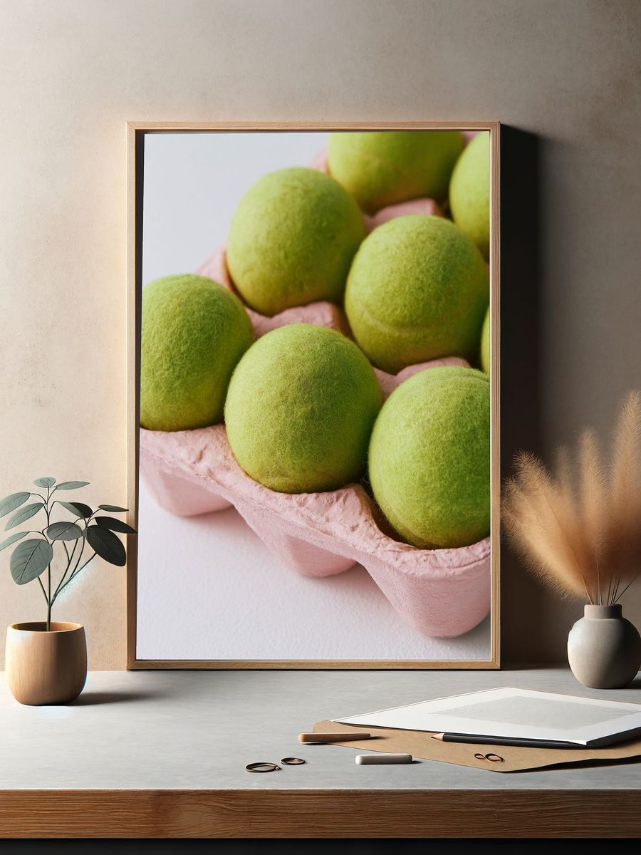 Green Felt Eggs Still Life Poster. — room view 2