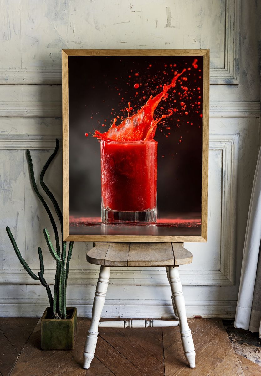 Red Splash Drink Photography Poster. room preview
