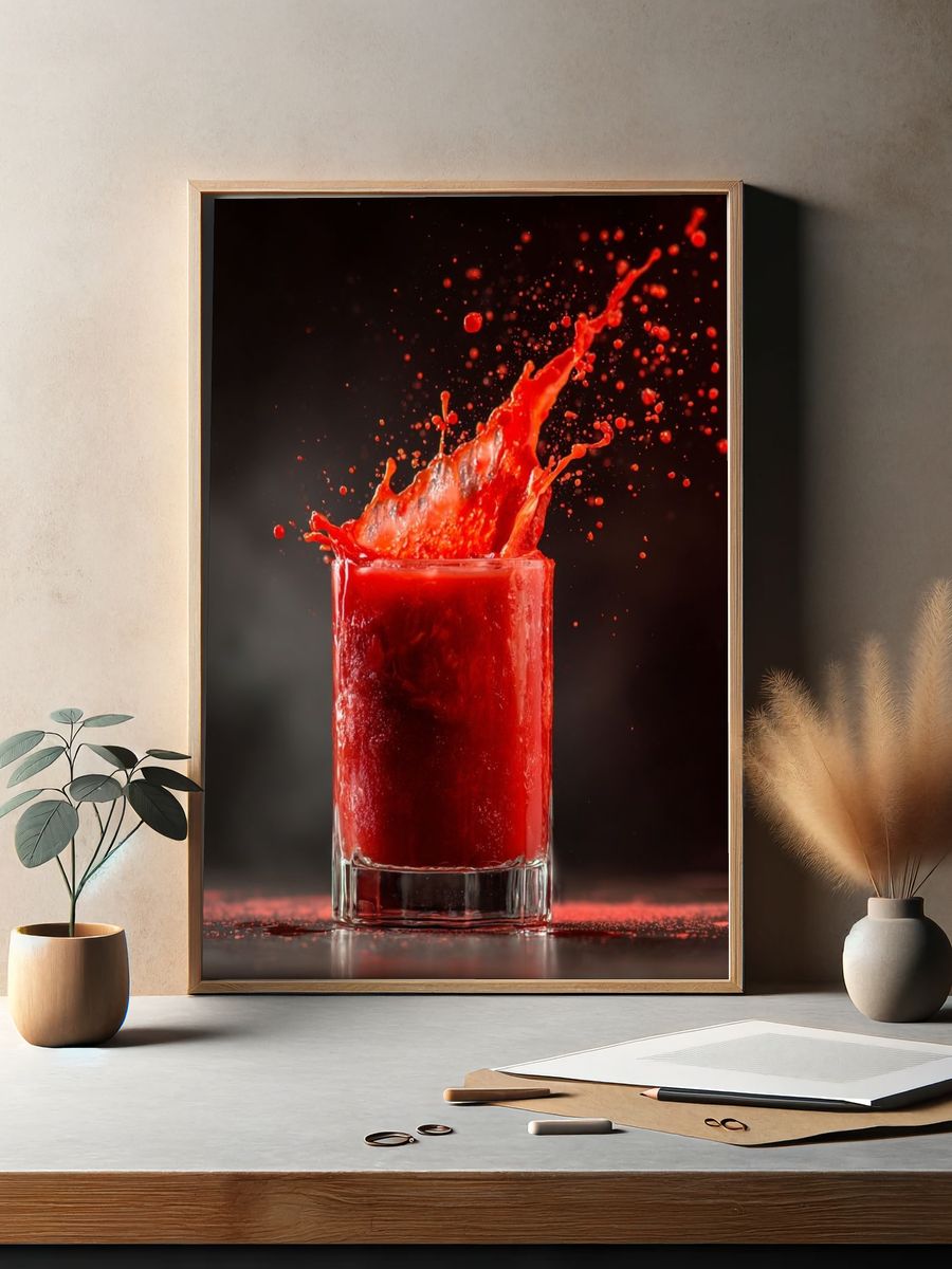 Red Splash Drink Photography Poster. — room view 2