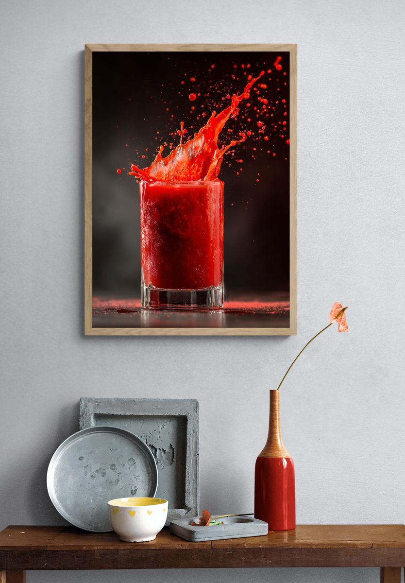 Red Splash Drink Photography Poster. — room view 3