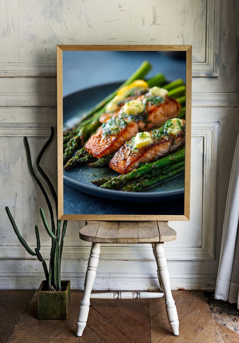 Grilled Salmon with Asparagus — Food Print. room preview
