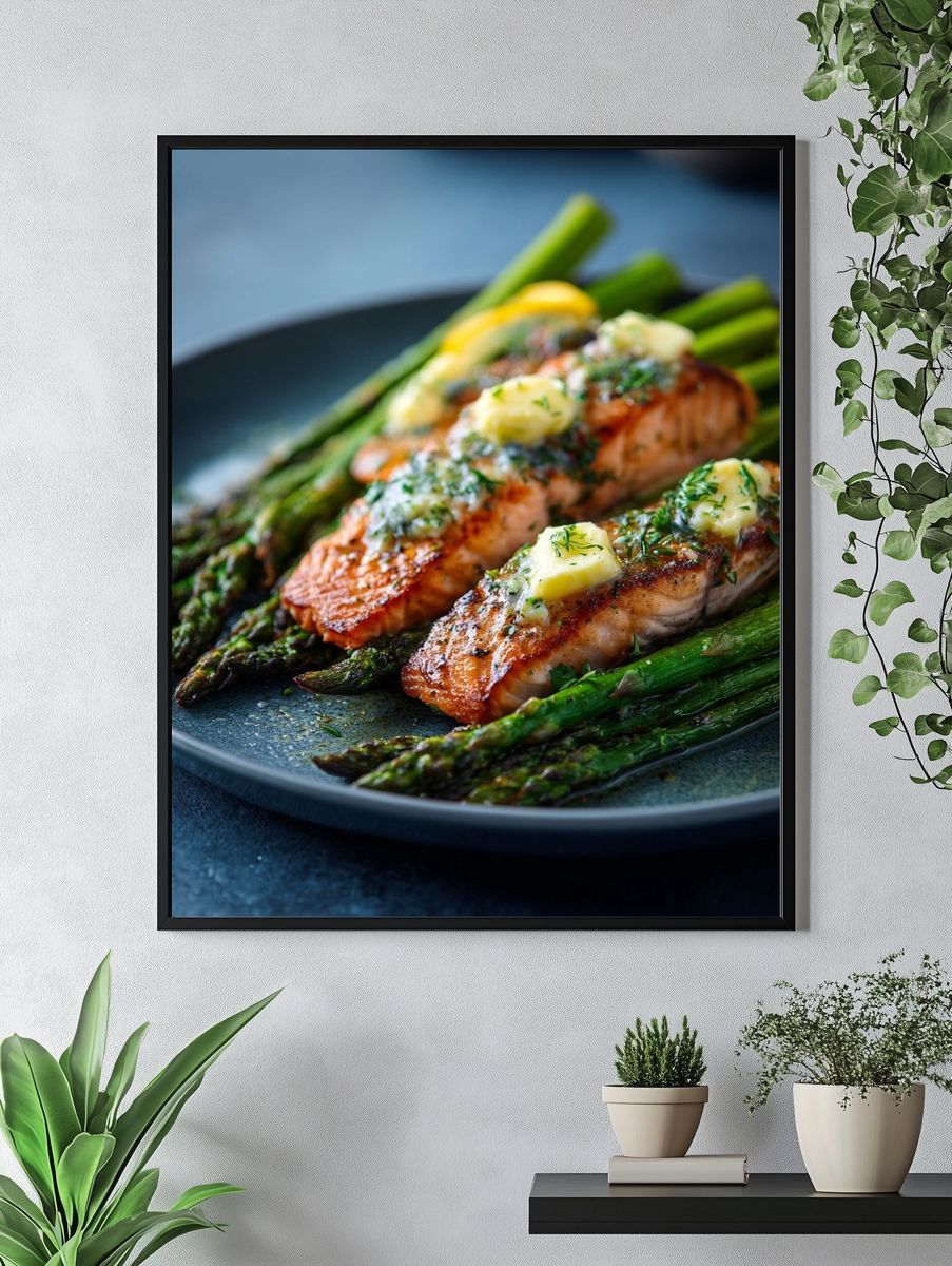 Grilled Salmon with Asparagus — Food Print. — room view 4