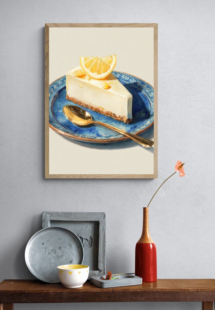Lemon Cheesecake — Food Art Print. — room view 3